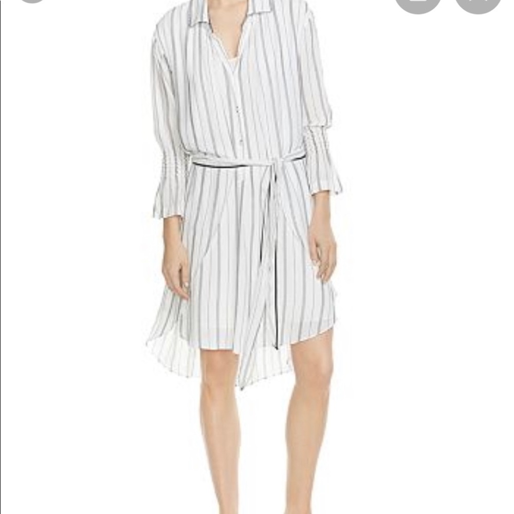 Halston Heritage striped high low shirtdress dress XS